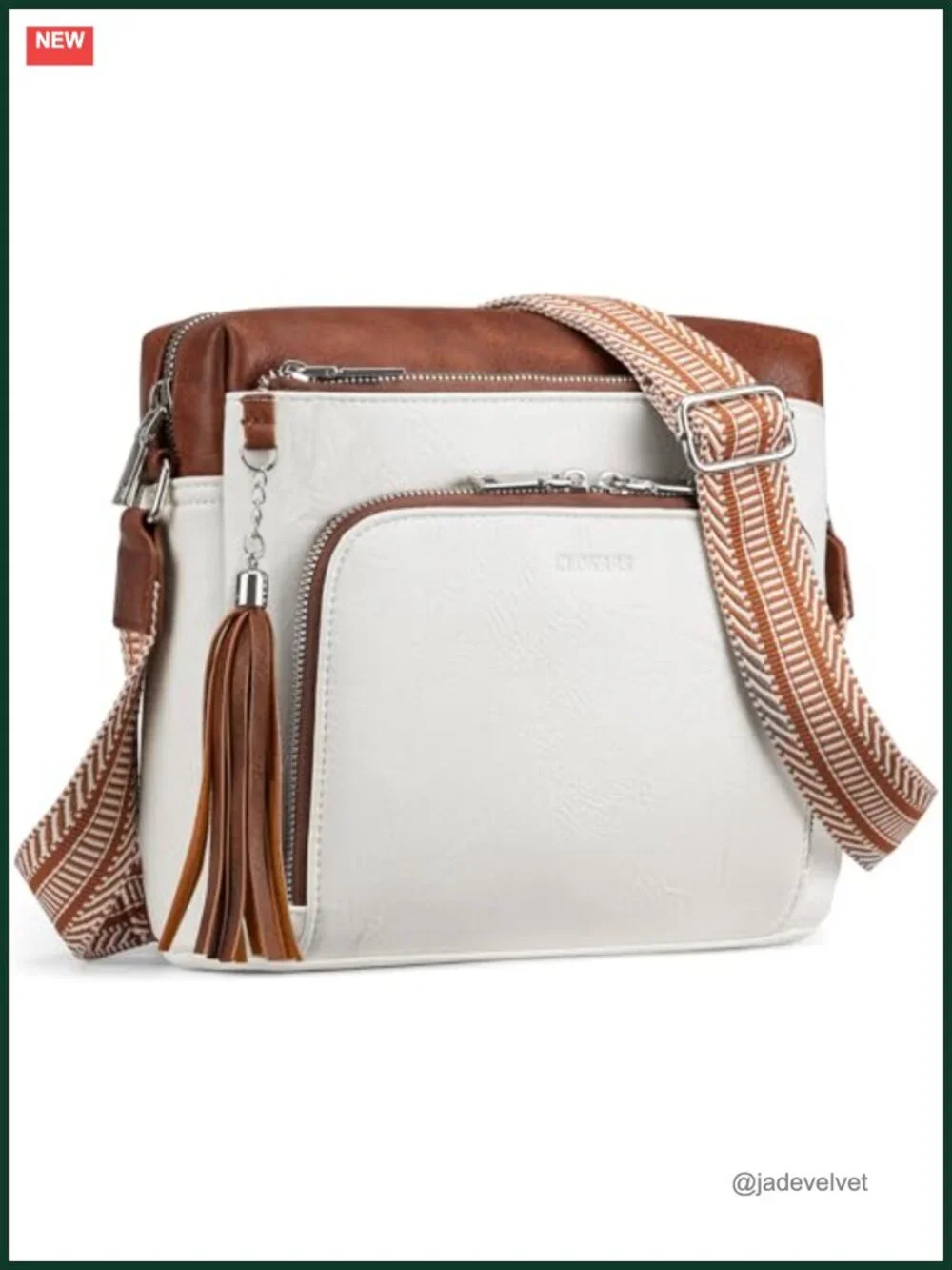 Women's Vegan Leather Crossbody Bag with RFID Pockets, 4 Zipper Compartments,